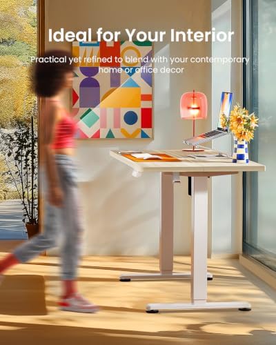 ErGear Height Adjustable Electric Standing Desk, 44 x 24 Inches Sit Stand up Desk, Memory Computer Home Office Desk, Natural - Image 4
