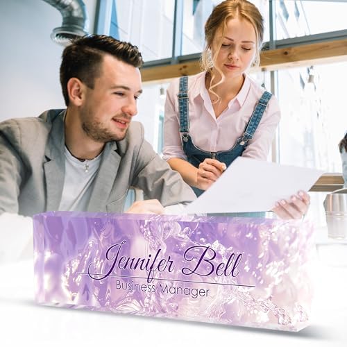 Personalized Name Plates for Office - Gifts for Teacher, Boss, Employee Appreciation - Office Desk Decor (Fancy Purple) - Image 5