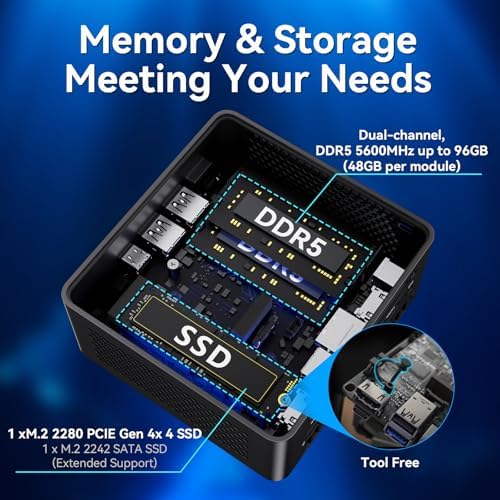 Intel NUC 14 Pro，for ASUS NUC 14 Pro NUC14RVH Revel Canyon AI Mini PC,Core Ultra 7 155H, Intel Arc GPU,AI Ready,32GB DDR5, 1TB SSD, Win 11 Pro, 8K/4K Quad Display/BT 5.3/WiFi 6E/Thunderbolt 4 - Image 5