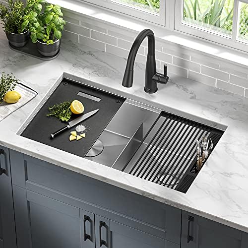 DELTA FAUCET Rivet 33-Inch Workstation Kitchen Sink Undermount 16 Gauge Stainless Steel 50/50 Double Bowl with WorkFlow Ledge and Chef’s Kit of 9 Accessories, 95B931-33D-SS - Image 4