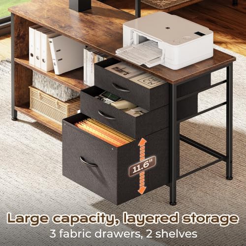 PRAISUN 55.1'' L Standing Desk with Outlets, Cabinet with Shelves, Drawers - Image 6