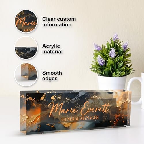 Personalized Acrylic Name Plate for Desk, Customize Office Decor - Image 3