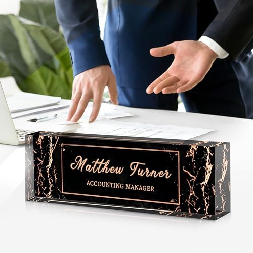 Custom Name Plate for Desk, Acrylic Desk Name Plate Personalized, Employee Appreciation Gifts, Office Desk Accessories for Women Men Teacher Nurse, Coworker Gifts for Manager Assistant (BlackRose) - Image 2