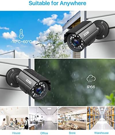 ZOSI 1080P HD TVI Security Camera for Home Office Surveillance CCTV System, 2MP Outdoor Indoor Weatherproof Bullet BNC Camera with Metal Housing, Night Vision, for 1080P/5MP/4K HD-TVI Analog DVR - Image 4