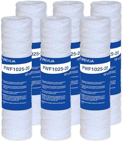 20 Micron 10"x2.5" String Wound Sediment Filter, 6-Pack by Purevua