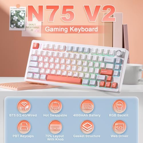 N75 V2 Mechanical Keyboard,2.4GHz/BT/Wired Wireless Gaming Keyboard - Image 2