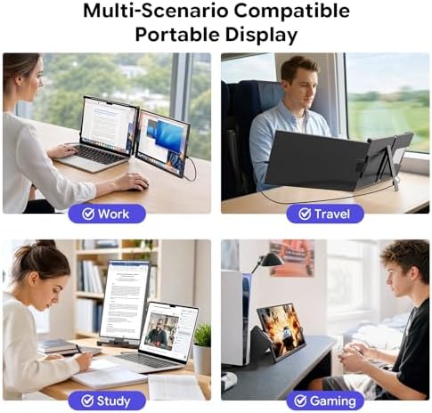 15.6" Laptop Screen Extender,FHD 1080P IPS Portable Monitor for 13"-17" Laptops, Dual Travel Screen Monitor Plug & Play, Laptop Screen Monitor Extender Compatible with Windows/Mac/Android & Chrome OS - Image 7