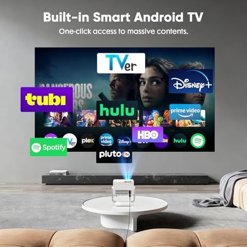 【Built-in Apps & Native 1080P】Smart Mini Projector with WiFi and Bluetooth, 4K Outdoor Movie Projector with Electric Focus & Auto Keystone, YINCODI Portable Proyector for Bedroom/Home/Celling - Image 2