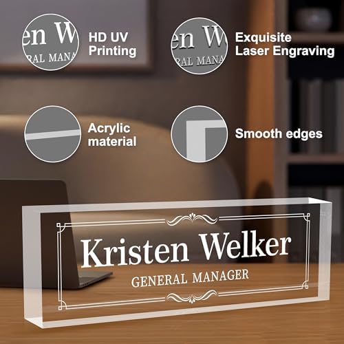 Personalized Desk Name Plates, Acrylic Engraved Name Plate for Desk, Custom Office Gifts & Desk Decor for Women Men, Employee Appreciation Gifts for Boss Teacher Nurse - Image 3