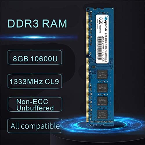 DDR3L 10600U 16GB Kit (2x8GB) DDR3L/DDR3 10600 1333MHz Udimm, Royemai 8GB PC3/PC3L-10600U Dimm Memory 2Rx8 1.35V/1.5V CL9 Desktop RAM - Image 2