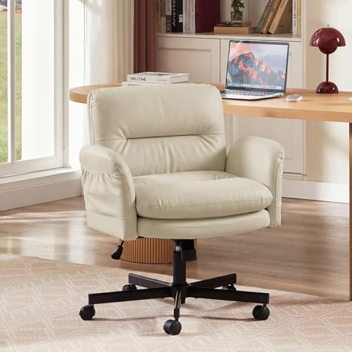 Bestier Criss Cross Chair with Flip-Up Arms, Comfy Wide Vanity Chair by Bestier