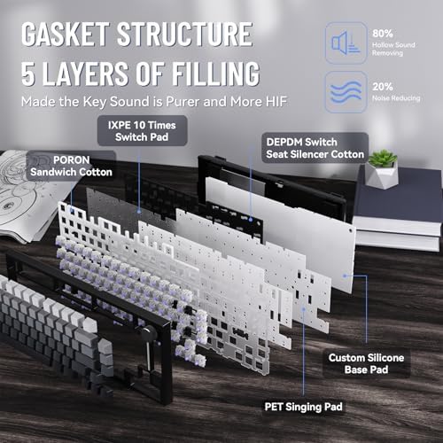 ATTACK SHARK X820 Ultra Wireless Mechanical Keyboard with TFT Smart Display&Knob,75% Bluetooth/2.4GHz/USB-C Wired Gaming Keyboard,Gasket-Mounted Linear Switch with Coiled Cable,for Win/Mac-Moonlit - Image 4