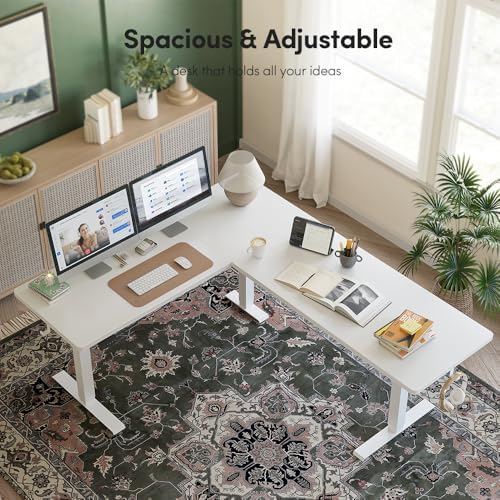 Cubiker 75 * 63" L Shaped Standing Desk, Reversible Corner Standing Desk, Suitable for Home Office, White - Image 3