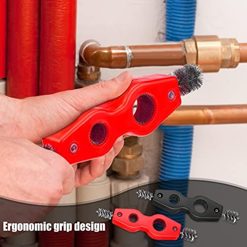 Honoson 4 Pcs 4-in-1 Copper Pipe Cleaner Brush, 1/2 in & 3/4 in, Black, Red - Image 4