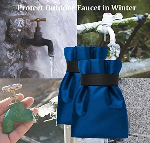 Outdoor Faucet Covers for Winter Freeze Protection, Upgraded Thicken 8.5" H x 6.1" W Outside Garden Faucet Socks for Winter Waterproof Reusable Hose Bibs Insulated Spigot Cover, 2 Pack Blue - Image 4