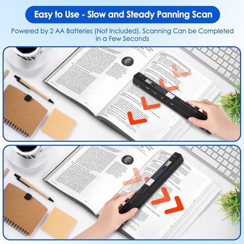 Portable Document Scanner, 900DPI Handheld Scanner Wand for Documents & Receipts, A4 Photo Image Scanner JPG/PDF, Portable Scanner for Laptop, USB 2.0 High Speed Transfer, Supports Micro SD Card - Image 5