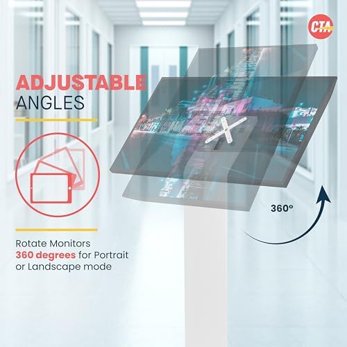 Floor Stand Kiosk - CTA Heavy-Duty VESA Compatible Floor Stand with Interior Cable Routing System and Scratch Resistant Padding on Weighted Base with Kitting Capabilities (ADD-PARAFSW) – White - Image 4
