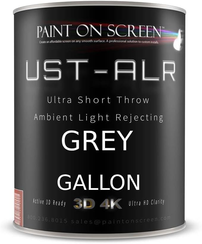 Projector Screen Paint with Ambient Light Rejection | UST Projector Screen Paint For Picture Perfect 1080 HD and 4K UHD Clarity in High Ambient Light Spaces | Matte Gray, 1 Gallon by Paint+on+Screen