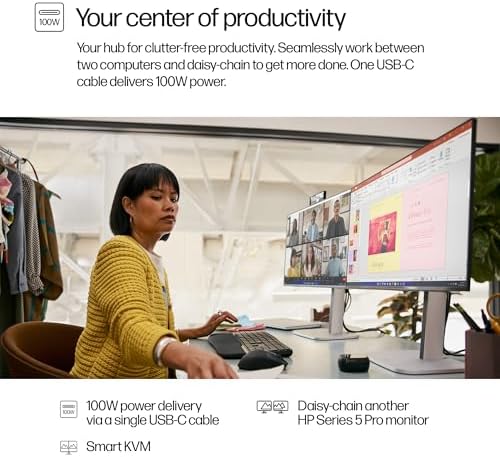 HP Series 5 Pro 24" FHD USB-C Conferencing Monitor, 5MP Popup Webcam 2-Pack - Image 7