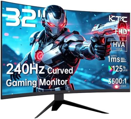 KTC 32 inch 240Hz Curved Gaming Monitor, 1080P Curved Monitor 1ms, H32S17F by KTC