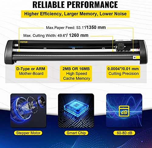 VEVOR Vinyl Cutter Plotter Machine, 53" Signmaster Software Sign Making Machine, 1350mm Paper Feed Vinyl Cutter Plotter with Stand (53" 1350mm) - Image 3