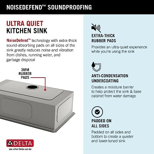 Delta Faucet Rivet 27 Inch Black Stainless Steel Undermount 16 Gauge Workstation Kitchen Sink Single Bowl in PVD Gunmetal Finish with WorkFlow Ledge and Accessories, 95B9031-27S-GS - Image 4