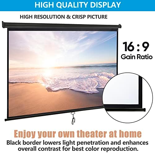 SUPER DEAL 100'' 16:9 HD Projection Screen Foldable Anti-Crease Portable Projector Movie Screen Manual Pull Down for Home Theater Presentation Education Outdoor Indoor Public Display, Black - Image 4