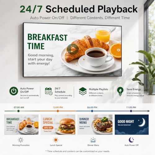 43 inch 4K Digital Signage Display, 2000nits High Brightness, LCD Monitor Slim Fit Frameless Advertising Display, Wall Mount Digital Display, CMS Remote Publishing, 7/24 Timer Switch, Built-in Speaker - Image 6