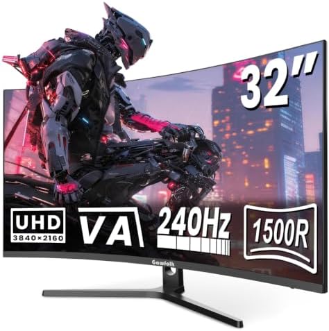 Gawfolk 32 Inch 4K 240Hz Curved Gaming Monitor, UHD 3840 x 2160, 1500R by Gawfolk