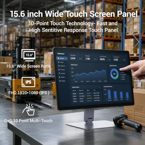 15.6" All-in-One Industrial Desktop PC Fanless, Android 12 Touchscreen Computer with Pivoting VESA Mount Rugged RK3399 Tablet, 4GB RAM 64GB ROM, 1920 x 1080 IPS, USB 3.0, Gigabit Ethernet, Type-C - Image 3