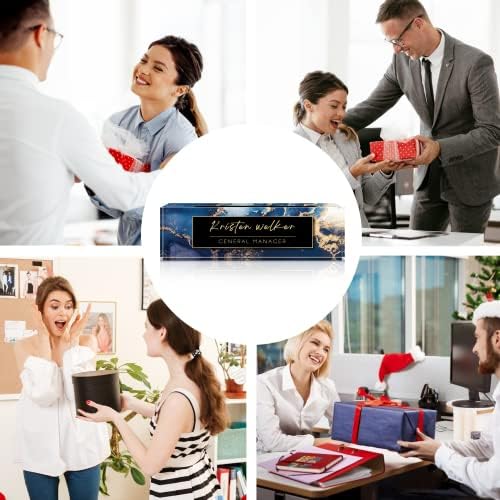 Personalized Custom Name Plate, Office Desk Decor for Women and Men, Employee Appreciation Gifts - Blue Marble - Image 6