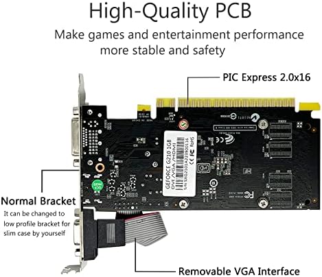 QTHREE GT 210 Graphic Card,1024 MB,DDR3,64 Bits,HDMI,DVI,VGA,589 MHz Core Frequency Desktop Video Card for PC Working,PCI Express x16,Low Profile - Image 3