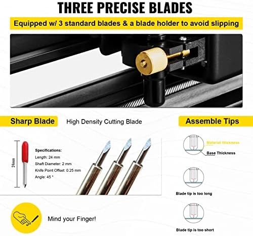VEVOR Vinyl Cutter Machine, 28 Inch Paper Feed Cutting Plotter Bundle, Adjustable Force & Speed Vinyl Printer, LCD Display Windows Compatible Sign Making kit with Signmaster Software, Supplies, 3 Blad - Image 3