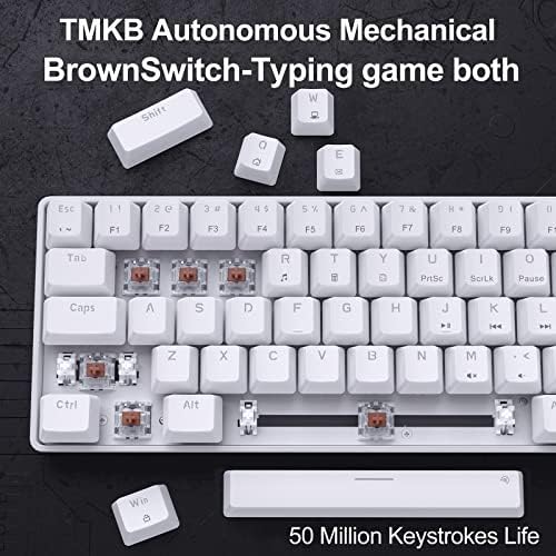 DIERYA T68SE 60% Gaming Mechanical Keyboard,Ultra Compact Mini 68 Key with Brown Switch Wired Keyboard,Anti-Ghosting Keys, for Windows Laptops and PC Gamers,White - Image 3