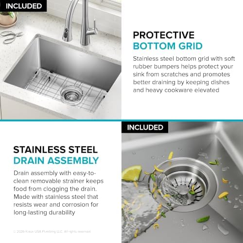 KRAUS Fairlane 24 in Undermount Single Bowl Stainless Steel Kitchen Sink - Image 5