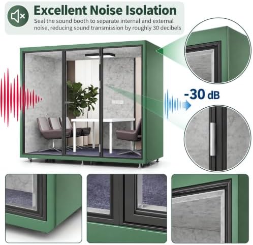 Soundproof Office Pod with 6 Person Enclosed Structure (Green) - Image 4