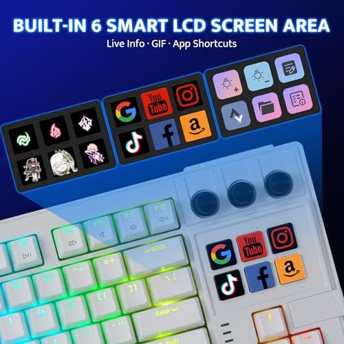 darkFlash K87PRO TKL Mechanical Keyboard with 6 LCD Stream Control Keys & 3 Media Knobs – Gasket Mount, Hot-Swappable RGB Gaming & Streaming Macro Keyboard for PC & Mac (White) - Image 2