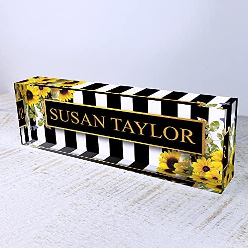 ARTBLOX Personalized Acrylic Desk Name Plate, Sunflower Design - Image 5
