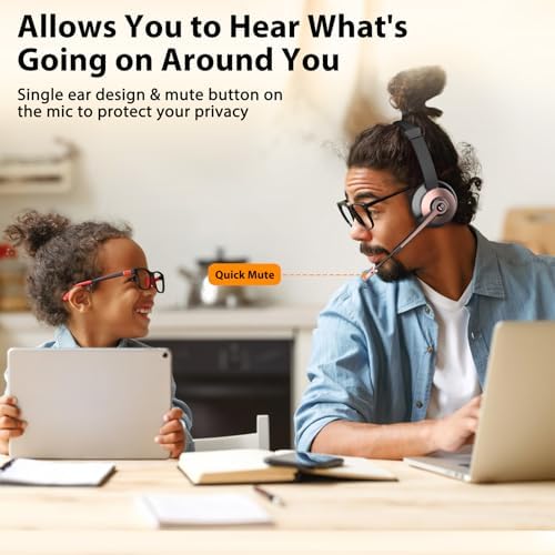 Wireless Headset with Mic for Work, Single Ear Bluetooth Headset for PC - Image 2