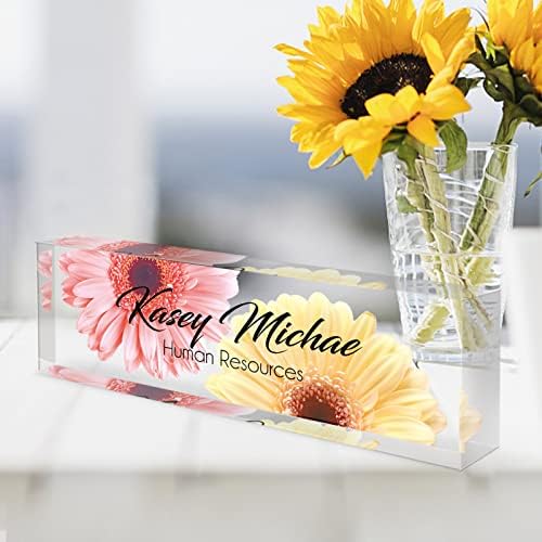 Desk Name Plate Personalized, Custom Name Plates for Desks, Personalized Acrylic Name Plate for Desk, Office Gifts for Coworkers, Boss, Teacher/Employee Appreciation Gifts (Daisy Design) - Image 5
