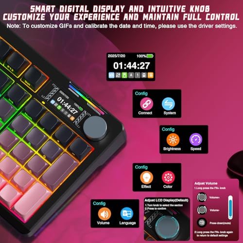 LINGBAO K98 PRO Wireless Mechanical Gaming Keyboard with Screen & Knob - Image 3