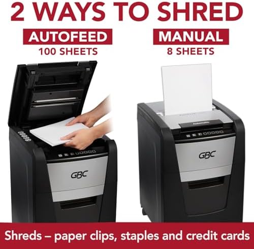 GBC Paper Shredder, Auto Feed+, 100 Sheet Capacity, Super Cross-Cut, Home Office Shredder, 100X (WSM1757602) - Image 4