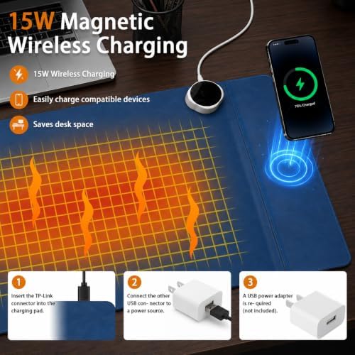 Heated Desk Pad Mouse Mat - Keyword Hand Warmer for Office Desktop, Blue - Image 4