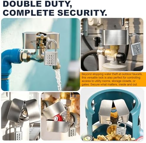 Outdoor Faucet Lock, Heavy Duty Metal,for 1" to 2.95" Dia Valve Handles,Water Spigot Lock - Image 6