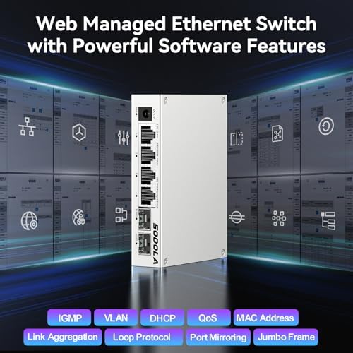 SODOLA 6 Port 2.5Gb Easy Web Managed Switch,4x2.5G RJ-45,2x10G SFP+ - Image 7