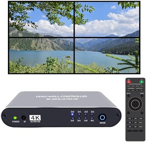 Video Wall Controller 2x2 4K UHD TV Wall Controller 1X2 2X1 1X3 3X1 1X4 4X1 Support 4K30 HDMI Input for max 4 TV Splicing Display by ISEEVY