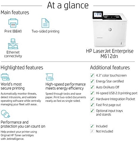 HP Laserjet Enterprise M612dn Monochrome Duplex Printer (7PS86A), White, Standard (Renewed) - Image 4