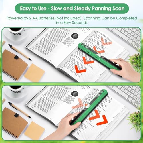 Portable Handheld Scanner A4, 900 DPI Document & Photo Scanner Green, JPEG/PDF, Mobile Book Card Scanner with 16GB TF Card, USB Transfer, Compact Portable Scanner for Documents Photos Receipts - Image 7