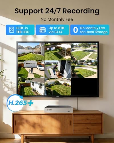 ZOSI 3K Lite 8CH Security Camera System with 1TB HDD,AI Human/Vehicle Detection,80ft Night Vision,H.265+ 8 Channel 1080P HD-TVI DVR Recorder,8pcs 1920TVL Weatherproof CCTV Dome Cameras Indoor Outdoor - Image 5