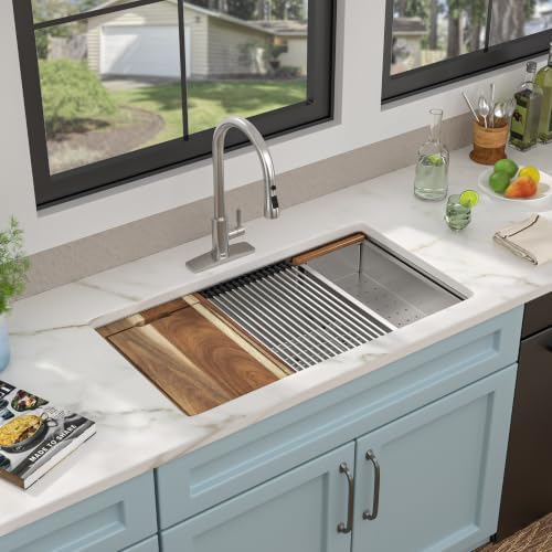 33"x19" Undermount Kitchen Sink Ledge Workstation - Image 2
